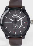 Tommy Hilfiger Denim Black Dial Brown Leather Strap Watch for Men - 1791478 Authentic Buy Shop Now