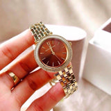 Michael Kors Darci Amber Dial Gold Steel Strap Watch for Women - MK3408 Authentic Buy Shop Now