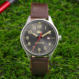 Lacoste Continental Gray Dial Brown Leather Strap Watch for Men - 2011020 Authentic Buy Shop Now