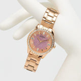 Guess Glitter Diamonds Pink Dial Rose Gold Steel Strap Watch for Women - GW0405L3 Authentic Buy Shop Now