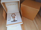 Versace V-Motif Silver Dial Two Tone Steel Strap Watch for Women - VERE00718 Authentic Buy Shop Now