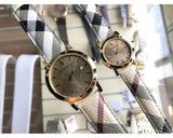 Burberry The City Gold Dial Haymarket Brown Leather Strap Watch for Women - BU9026 Authentic Buy Shop Now