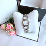 Gucci G Gucci Diamonds Mother of Pearl Dial Silver Steel Strap Watch For Women - YA125502 Authentic Buy Shop Now