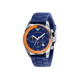 Emporio Armani Chronograph Blue Dial Blue Rubber Strap Watch For Men - AR5864 Authentic Buy Shop Now