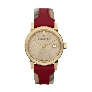 Burberry The City Gold Dial Orange Leather Strap Watch for Women - BU9017 Authentic Buy Shop Now