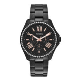 Fossil Cecile Multi Function Crystals Black Dial Black Steel Strap Watch for Women - AM4522 Authentic Buy Shop Now