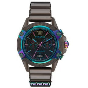 Versace Icon Active Chronograph Quartz Black Dial Black Steel Strap Watch For Men - VEZ701022 Authentic Buy Shop Now