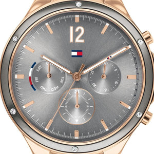 Tommy Hilfiger Eve Chronograph Quartz Grey Dial Rose Gold Steel Strap Watch For Women - 1782277 Authentic Buy Shop Now