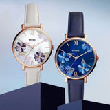 Fossil Jacqueline Blue Dial Blue Leather Strap Watch for Women - ES4673 Authentic Buy Shop Now