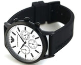 Emporio Armani Chronograph Quartz Silver Dial Black Rubber Strap Watch For Men - AR11048 Authentic Buy Shop Now