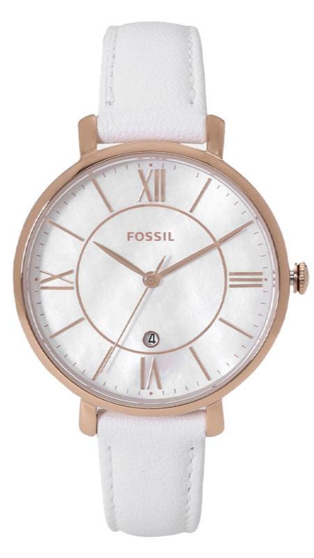 Fossil Jacqueline Quartz Mother of Pearl White Dial White Leather Strap Watch for Women - ES4579 Authentic Buy Shop Now
