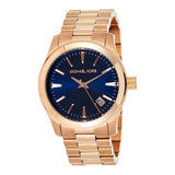 Michael Kors Runway Blue Dial Rose Gold Stainless Steel Strap Watch for Women - MK7065 Authentic Buy Shop Now
