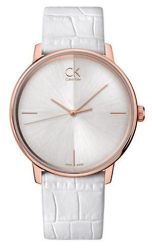 Calvin Klein Accent White Dial White Leather Strap Watch for Women - K2Y2X6K6 Authentic Buy Shop Now