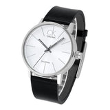 Calvin Klein Post Minimal Silver Dial Black Leather Strap Watch for Men - K7621192 Authentic Buy Shop Now