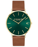 Coach Charles Green Dial Brown Leather Strap Watch for Men - 14602435 Authentic Buy Shop Now