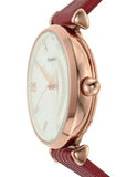Emporio Armani Gianni T-Bar Mother of Pearl White Dial Red Leather Strap Watch For Women - AR60048 Authentic Buy Shop Now