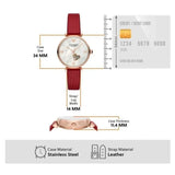 Emporio Armani Gianni T-Bar Mother of Pearl White Dial Red Leather Strap Watch For Women - AR60048 Authentic Buy Shop Now