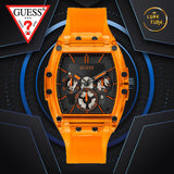 Guess Phoenix Multifunction Black Dial Orange Rubber Strap Watch For Men - GW0203G10 Authentic Buy Shop Now