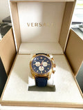 Versace V-Ray Blue Chronograph Blue Dial Blue Leather Strap Watch for Men - VDB030014 Authentic Buy Shop Now
