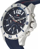 Tommy Hilfiger Nolan Chronograph Blue Dial Blue Rubber Strap Watch for Men - 1791142 Authentic Buy Shop Now