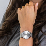Armani Exchange Lola Analog Silver Dial Silver Mesh Strap Watch For Women - AX5535 Authentic Buy Shop Now