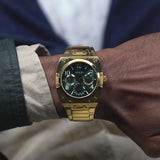 Guess Trend Analog Green Dial Gold Steel Strap Watch For Men - GW0624G2 Authentic Buy Shop Now