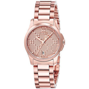 Gucci G Timeless Quartz Rose Gold Dial Rose Gold Steel Strap Watch For Women - YA126567 Authentic Buy Shop Now