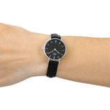Daniel Wellington Classic Petite Sheffield Black Dial Black Leather Strap Watch For Women - DW00100236 Authentic Buy Shop Now