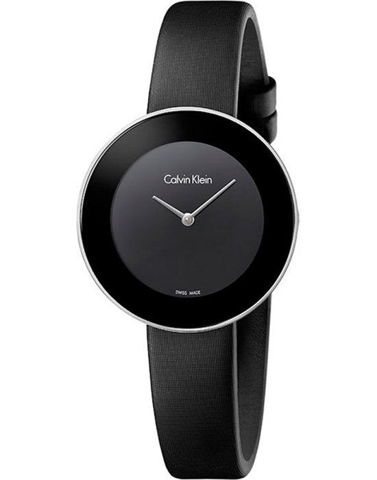 Calvin Klein Chic Black Dial Black Leather Strap Watch for Women - K7N23CB1 Authentic Buy Shop Now