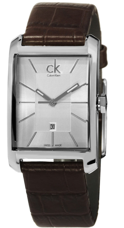 Calvin Klein Window Silver Dial Brown Leather Strap Watch for Women - K2M23126 Authentic Buy Shop Now