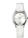 Calvin Klein Skirt White Dial White Leather Strap Watch for Women - K2U231K6 Authentic Buy Shop Now