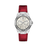 Guess Limelight Quartz Diamonds White Dial Red Leather Strap Watch For Women - W0775L11 Authentic Buy Shop Now