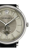 Versace V-Circle Black Manifesto Courage Quartz Silver Dial Black Leather Strap Watch for Men - VBQ080017 Authentic Buy Shop Now