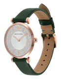 Emporio Armani Pro Planet Analog Silver Dial Green Leather Strap Watch For Women - AR11517 Authentic Buy Shop Now