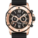 Bulova Marine Star Chronograph Black Dial Black Rubber Strap Watch for Men - 98B104 Authentic Buy Shop Now