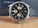 Tommy Hilfiger Sport Chronograph Black Dial Black Leather Strap Watch for Men - 1791050 Authentic Buy Shop Now