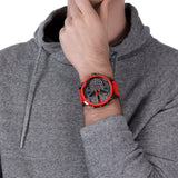 Diesel Mr Daddy 2.0 Chronograph Black Dial Red Silicone Strap Watch For Men - DZ7370 Authentic Buy Shop Now
