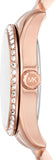Michael Kors Lexington Three Hand Mother of Pearl Pink Dial Rose Gold Steel Strap Watch For Women - MK7444 Authentic Buy Shop Now
