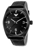 Emporio Armani Franco Black Dial Black Leather Strap Watch For Men - AR0368 Authentic Buy Shop Now