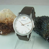 Emporio Armani Kappa Quartz White Dial Brown Leather Strap Watch For Men - AR80006 Authentic Buy Shop Now