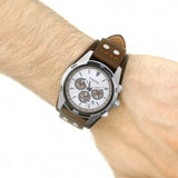 Fossil Coachman Chronograph Silver Dial Brown Leather Strap Watch for Men - CH2565 Authentic Buy Shop Now