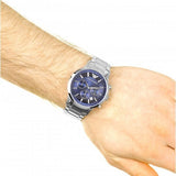 Emporio Armani Renato Chronograph Blue Dial Silver Steel Strap Watch For Men - AR2448 Authentic Buy Shop Now