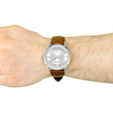 Emporio Armani Renato Silver Dial Brown Leather Strap Watch For Men - AR2463 Authentic Buy Shop Now