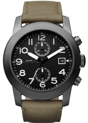 Marc Jacobs Larry Chronograph Black Dial Grey Leather Strap Watch for Men - MBM5034 Authentic Buy Shop Now