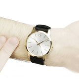 Calvin Klein City Mother of Pearl White Dial Black Leather Strap Watch for Men - K2G2G5C6 Authentic Buy Shop Now