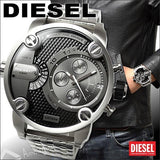 Diesel Little Daddy Chronograph Black Dial Silver Steel Strap Watch For Men - DZ7259 Authentic Buy Shop Now