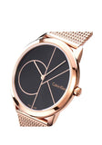 Calvin Klein Minimal Black Dial Rose Gold Mesh Bracelet Watch for Men - K3M21621 Authentic Buy Shop Now