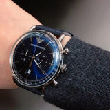 Emporio Armani Aviator Blue Dial Blue Leather Strap Watch For Men - AR11105 Authentic Buy Shop Now