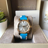 Burberry The City Gold Dial Blue Leather Strap Watch for Women - BU9018 Authentic Buy Shop Now