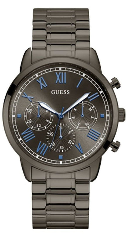 Guess Hendrix Chronograph Gunmetal Dial Gunmetal Steel Strap Watch for Men - W1309G3 Authentic Buy Shop Now
